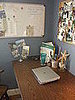 The wipe board is where I tend to write phone messages, reminders & make lists. Inspirations get pinned on the cork board.